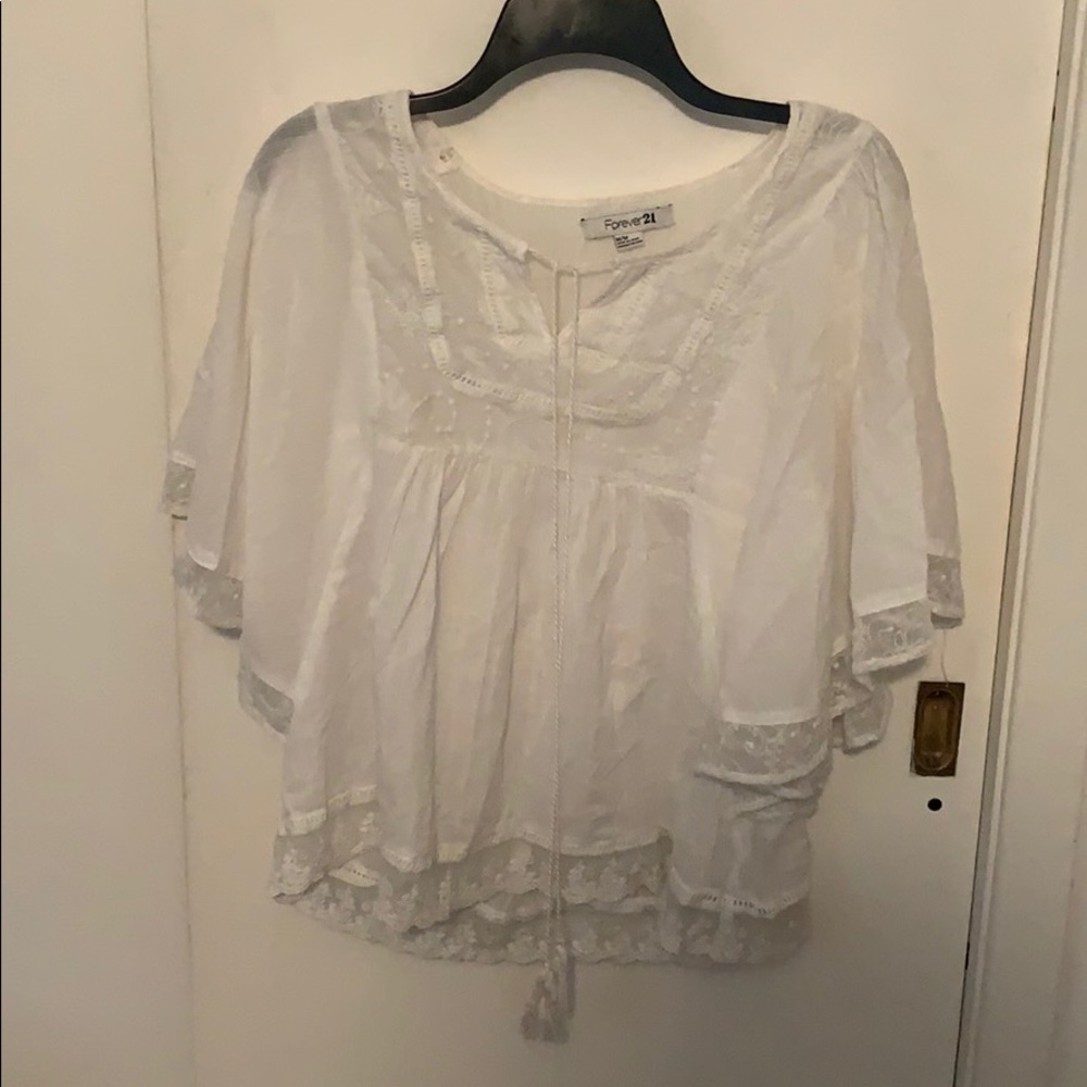 Lacy White Peasant Blouse